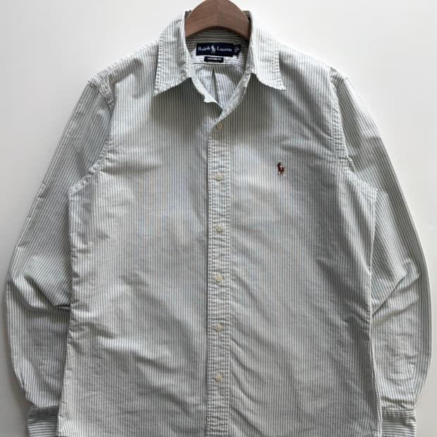 Polo 폴로 랄프로렌 라이트그린 스트라이프 패턴 옥스포드 셔츠