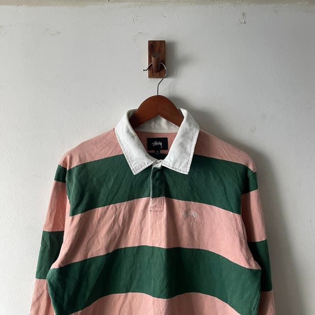 스투시 스트라이프 럭비 티셔츠