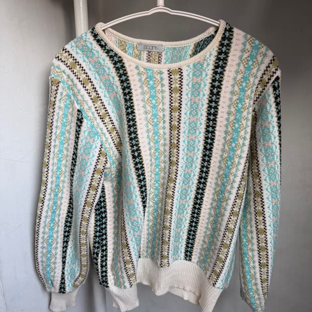 민트 스트라이프 니트