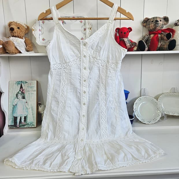 코튼 레이스 슬리브리스 원피스