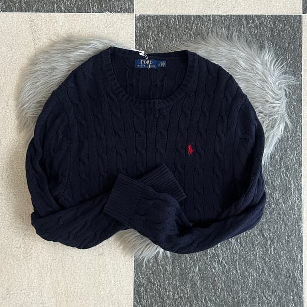 폴로 랄프로렌 네이비 케이블 니트 