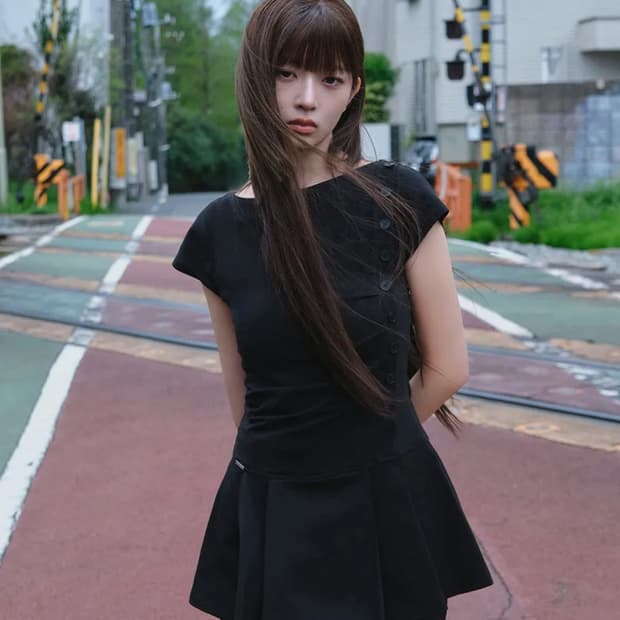 미세키서울 플리츠 버튼 미니 원피스 사이즈2