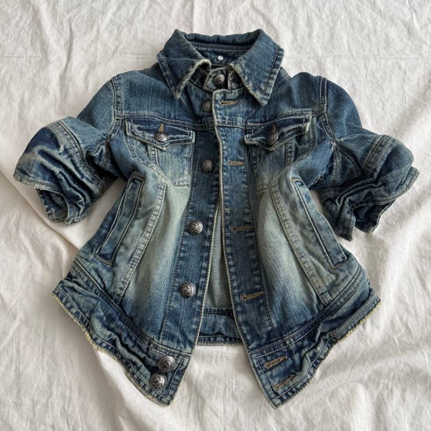 Y2k 펑크 00‘s 데님 반팔자켓