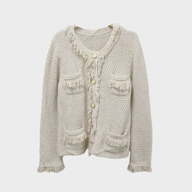 오토 수술 포인트 울 혼방 가디건 61876