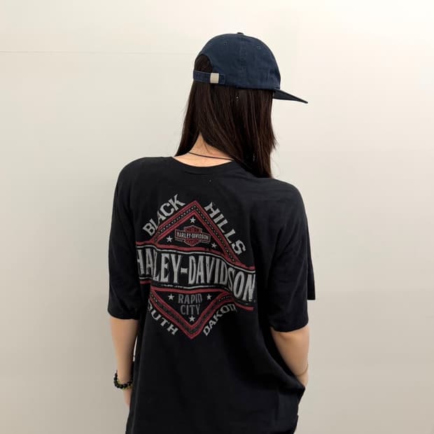 할리데이비슨 백프린팅 반팔 블랙