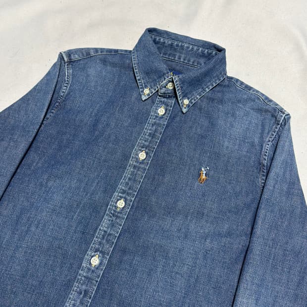 M 여성용 폴로랄프로렌 커스텀 핏 청색 셔츠