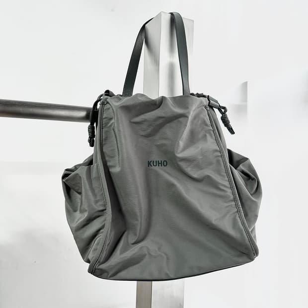구호 KUHO 나일론 레더 스트링 토트백