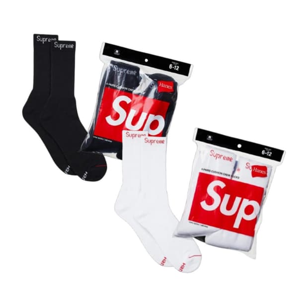 슈프림 크루 삭스 양말 블랙+화이트
