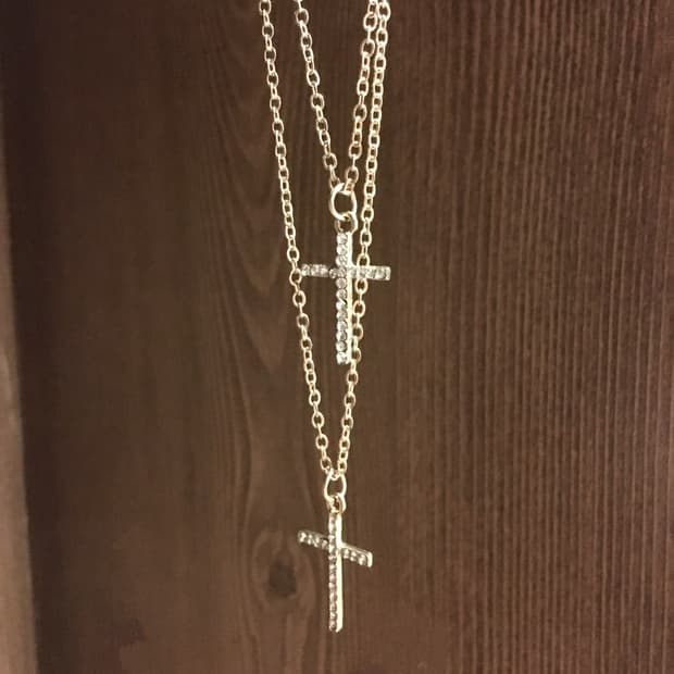 y2k 펑크 오네갸루 미니십자가 레이어드 목걸이