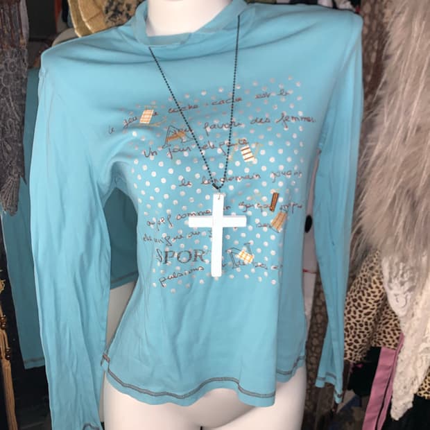 y2k 모리 하늘색 터틀넥