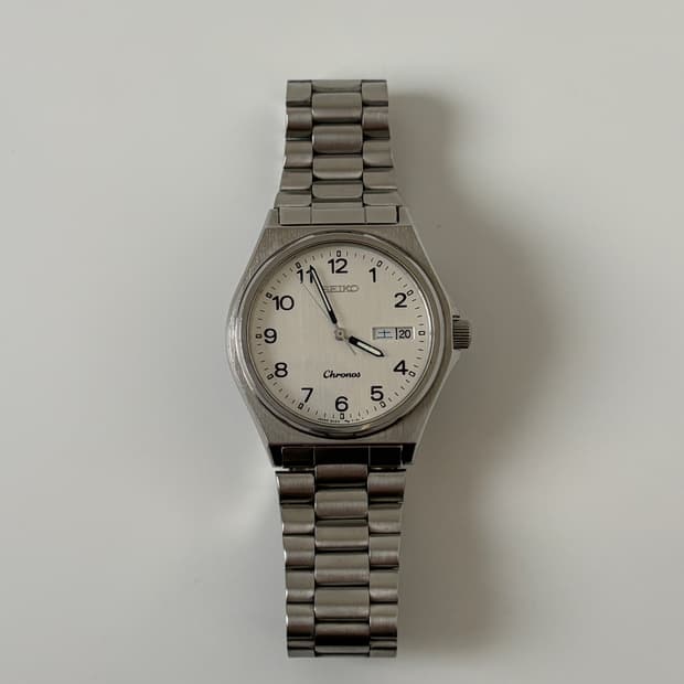 1980s Chronos Arabic Index Silver Quartz