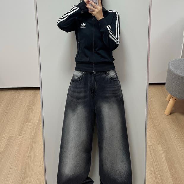 아디다스 딱붙핏 파이어버드 블랙 트랙탑 제니 져지