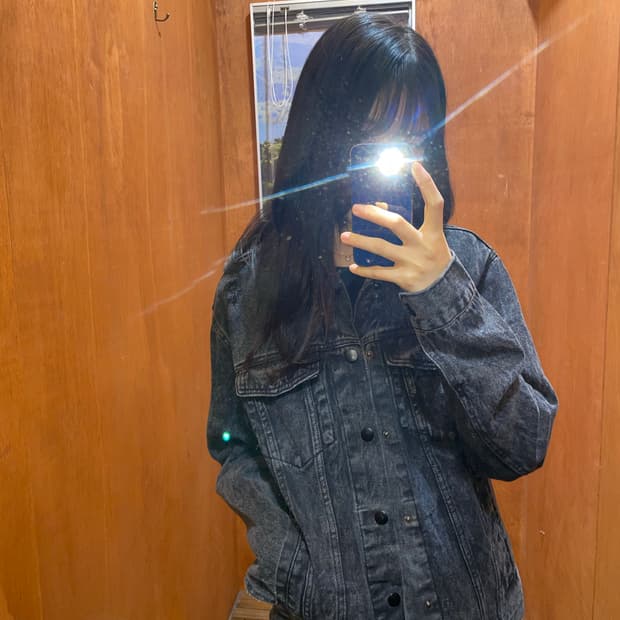 (M) Forever 21 빈티지 블랙 데님 자켓