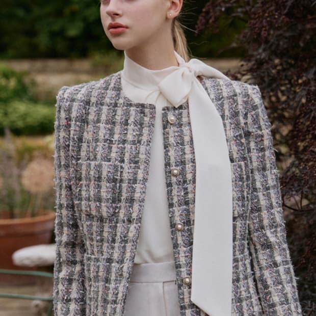 비에이유 브레이드앤유 brideandyou 라운드넥 트위드 자켓 0