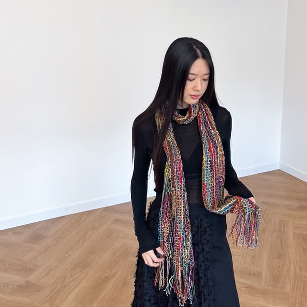 JPN 레인보우 크로셰 머플러 