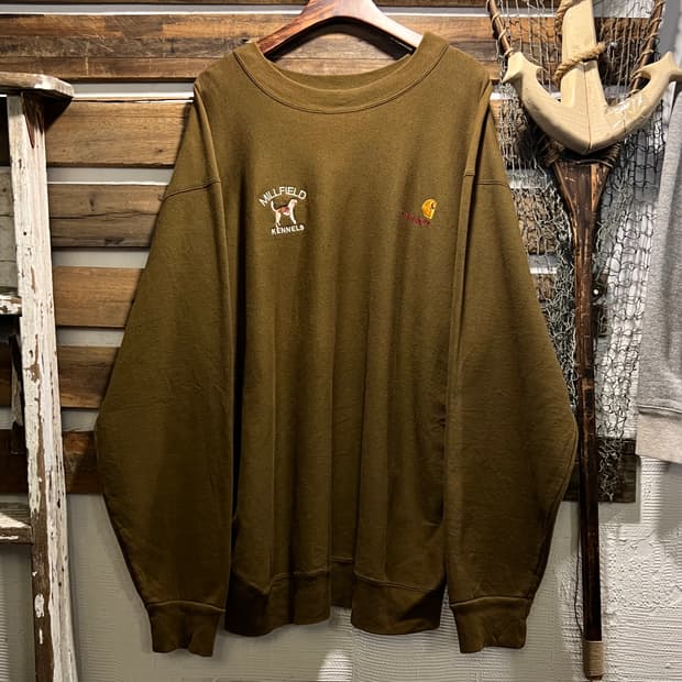 [XL]90's 칼하트 USA 아웃도어 브라운 리버스위브 스웻셔츠