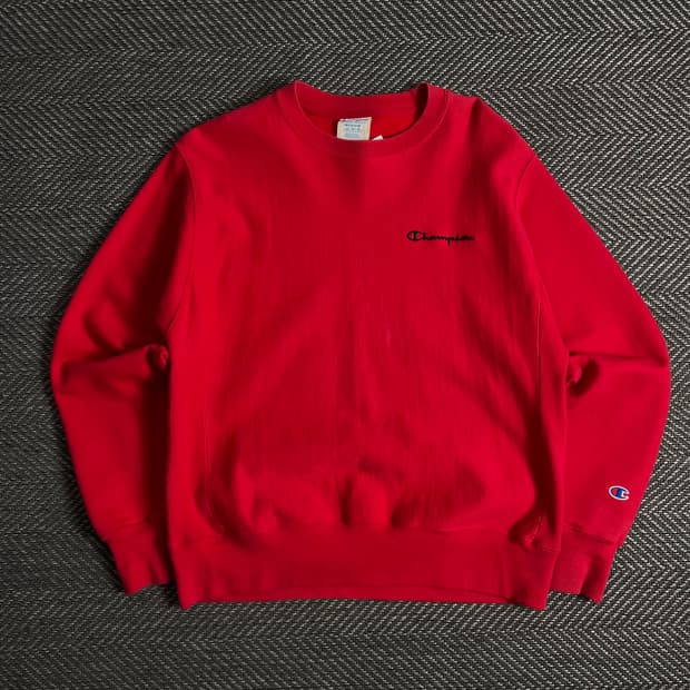 챔피온 리버스위브 미니멀 레드 스웻 셔츠o 3377
