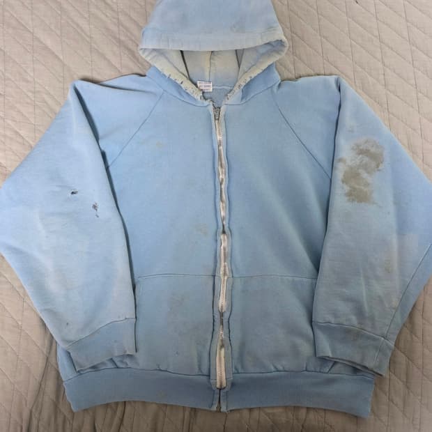 [L] 70s 빈티지 노브랜드 트래쉬드 후드집업