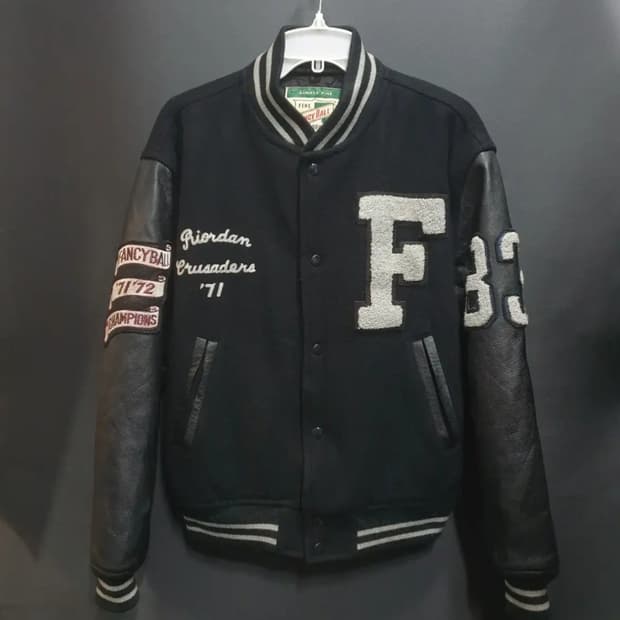 FANCY BALL 가죽배색 바시티 자켓 스타디움 점퍼