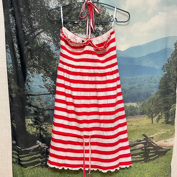 홀터넥 스트라이프 원피스