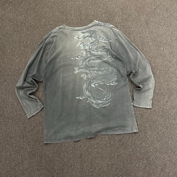 3L)Japanese vintage 드래곤 프린팅 롱슬리브