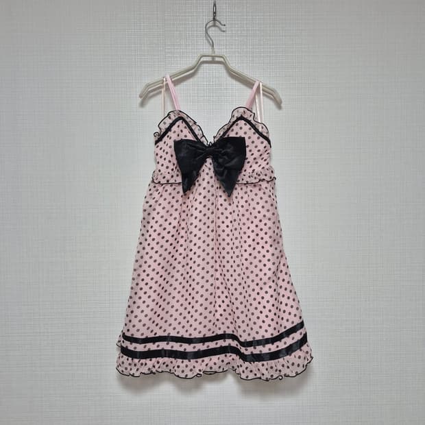 Tralala 초고전템 히메카지 딸기 도트 배색리본 프릴원피스입니다 ♡♡