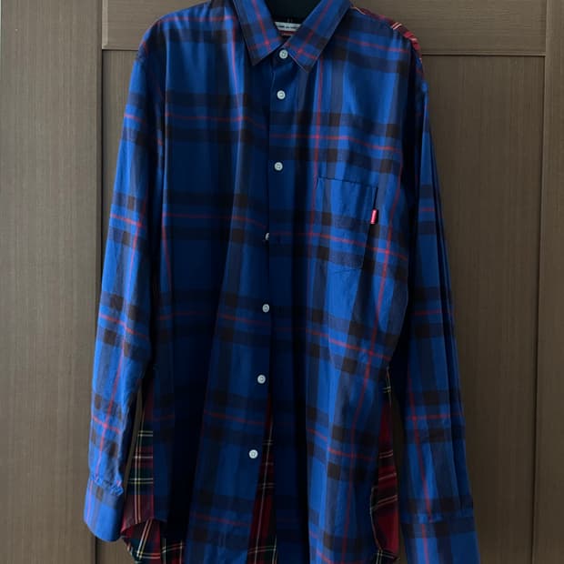 (마지막가격)꼼데가르송 셔츠 X 슈프림 투톤 셔츠 (L)