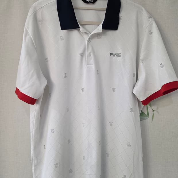 110)핑 화이트 골프웨어 반팔 카라티