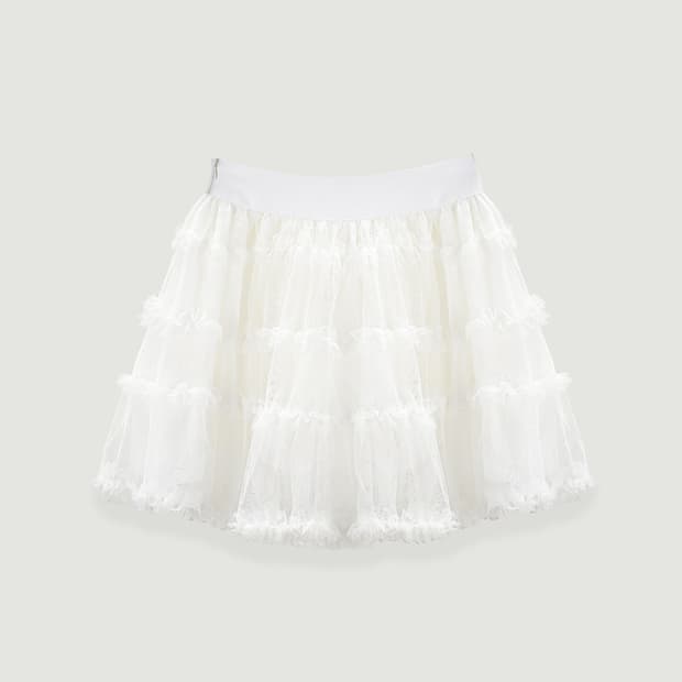 더티스 SHA SHIRRING LACE TAPE SKIRT S