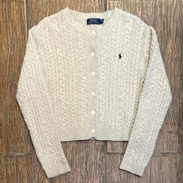 [HI] Polo 폴로 케이블 니트 가디건 베이지