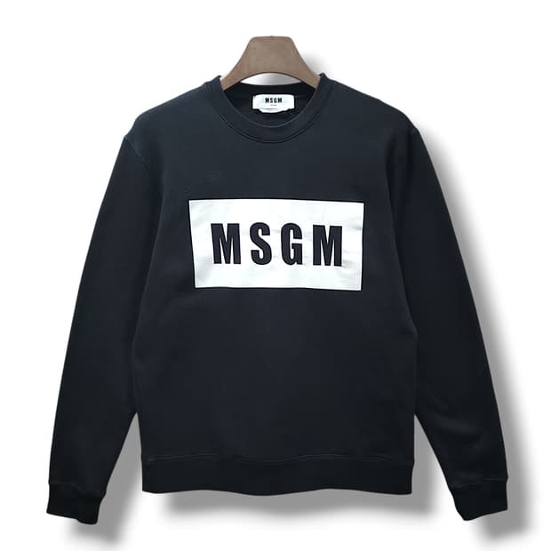 [L] MSGM 블랙 빅 프린팅 로고 기모 맨투맨
