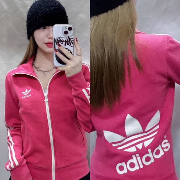 아디다스 베이비핑크 빅로고 트랙탑 