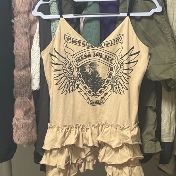 빈티지 펑크무드 프릴 레이스 나시탑