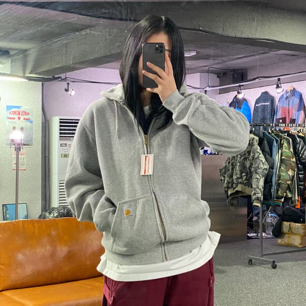 칼하트 미드웨이트 그레이 후드집업 B3629