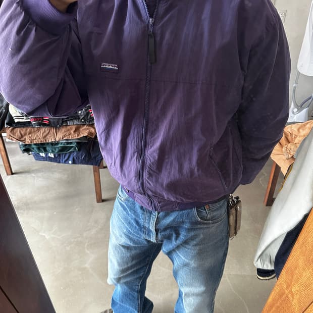 90s White sierra 플리스 라이닝 나일론 웜업 자켓