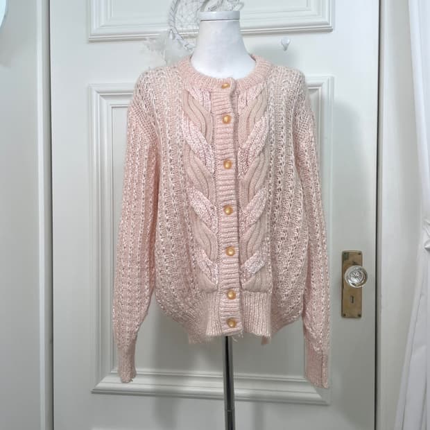 coral pink spring loose cardigan