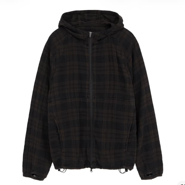 폴리테루 휴먼인덱스 휴먼 체크 후디 파카 브라운