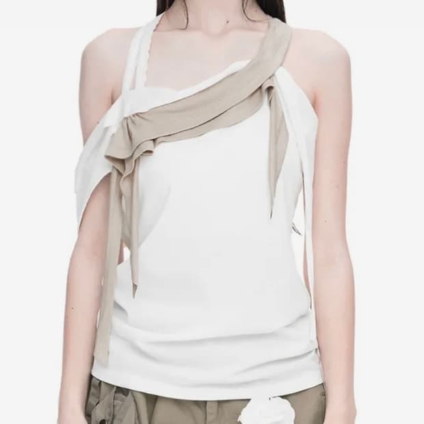나체 RAWCUT HALTER SLEEVELESS IVORY
