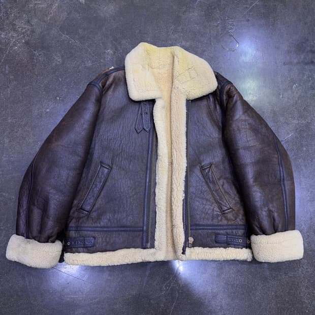 Lee 리 90's 빈티지 B-3 무스탕 가죽자켓 봄버 100