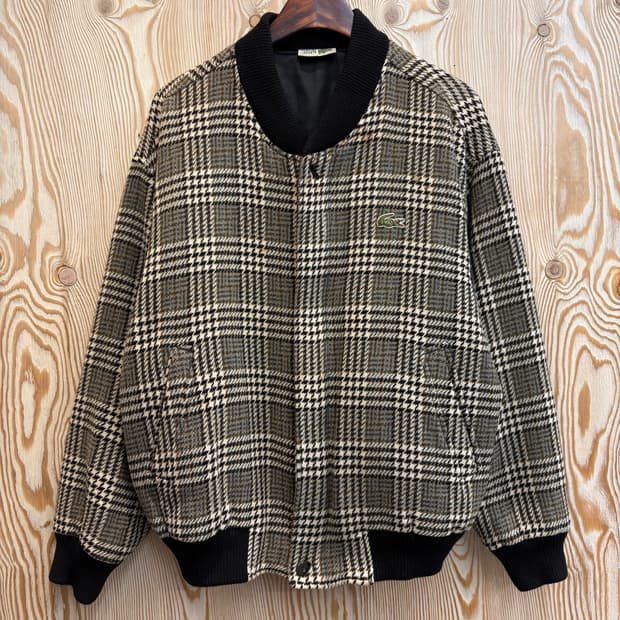 라코스테 체크 울 블루종 자켓