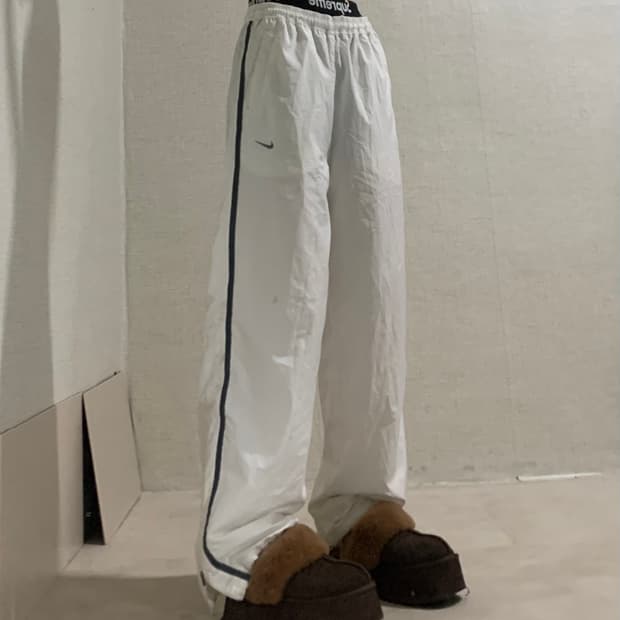 white wide fit training pants