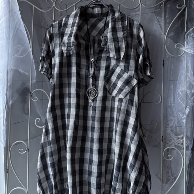 Big Collar Check Pumpkin Shirt 0361