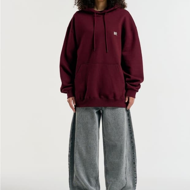 브라운브레스 빅로고 버건디 후드 티셔츠