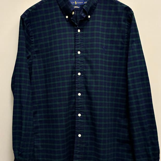 (L/105)POLO 폴로랄프로렌 블랙와치 타탄체크 버튼다운 셔츠 