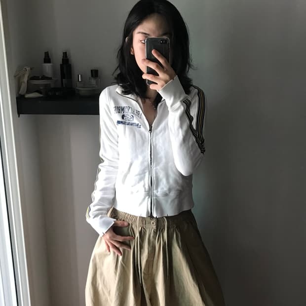 아베크롬비 사이드라인 화이트 져지 집업