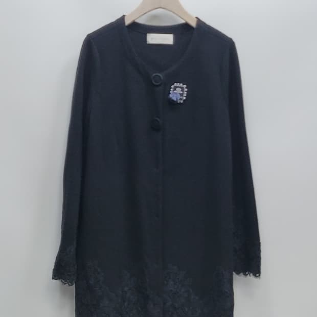 GIVY 기비 레이스 자수 포인트 울 가디건 /  여 54호(85) 블랙