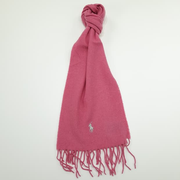MX204 폴로 랄프로렌 핑크로즈 실버포니 램스울 목도리 머플러
