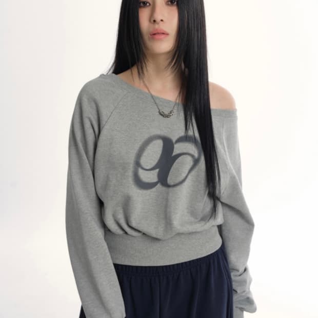 애즈온 맨디 스웻셔츠 원숄더 맨투맨 그레이
