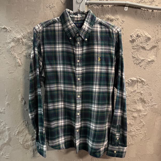 폴로 랄프로렌 그린 체크 코튼 셔츠 여성 L