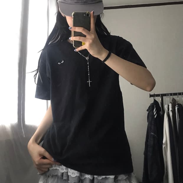 꼼데가르송 블랙 반팔티셔츠